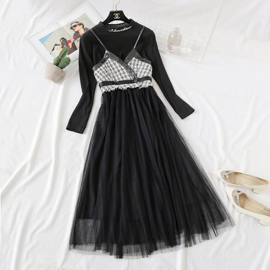 Zweiteiliger Anzug mit Hosenträgerweste aus Wolle mit Netzboden 2287