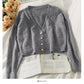 Korean Plaid small short single breasted cardigan sweater  1953