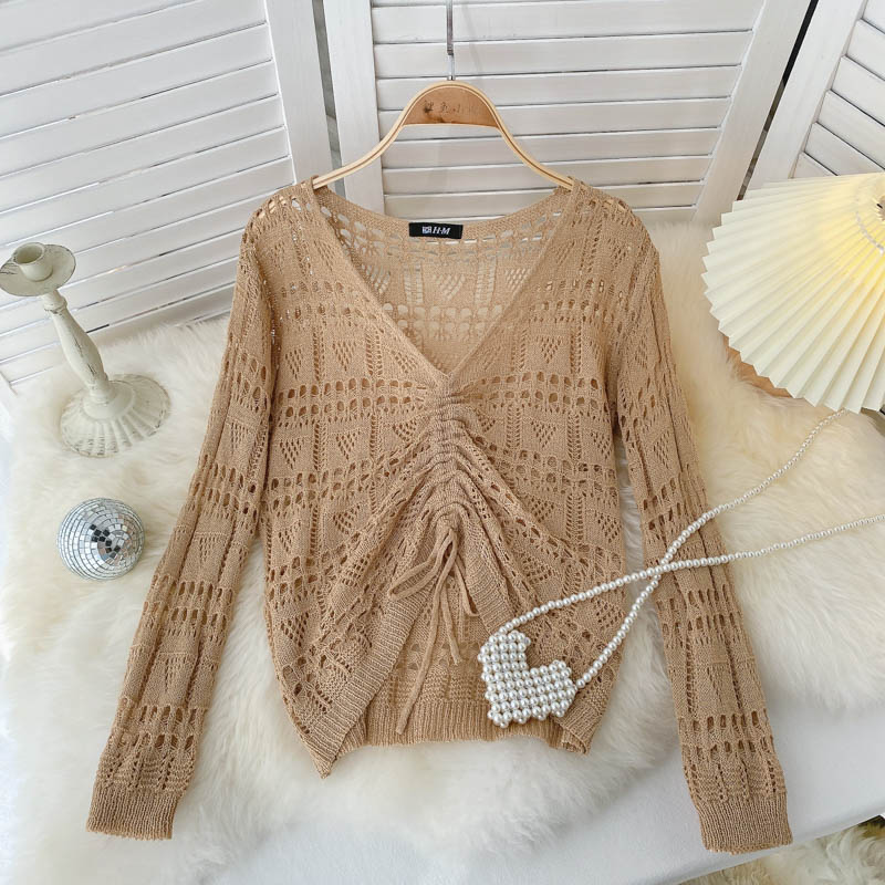 Hollow out design V-Neck Sweater for women  1582