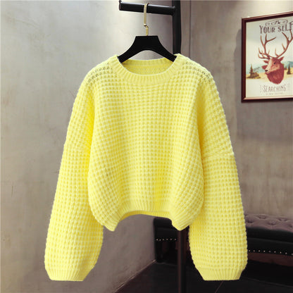 Simple round neck long sleeve sweater  1476