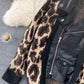 Korean leopard sweater stitched short lapel  1570