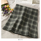 Vintage Plaid high waist thin A-line short skirt for women  2523