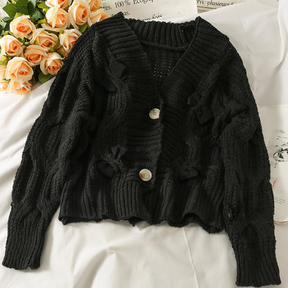 Loose and thin two button cardigan sweater in autumn  1742