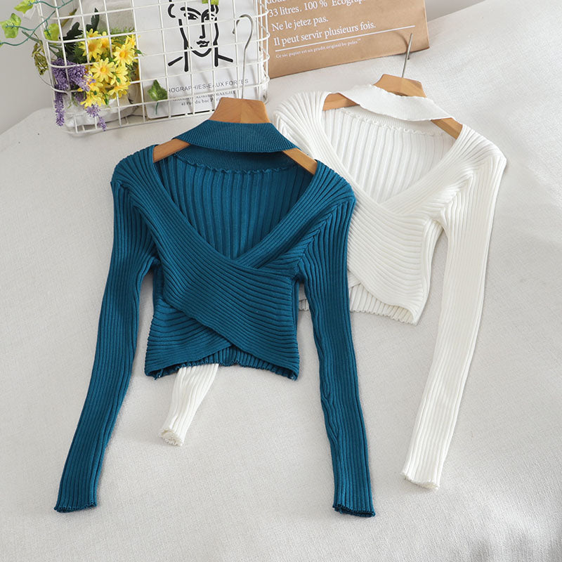 Chic long sleeve crop sweater  1479