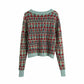 Retro court style jacquard square collar design sense cardigan women slim short sweater coat,CHEAP SALES!  1469