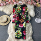 Printed waist with thin buttocks dress feminine floral skirt  3410