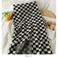 Korean Plaid elastic waist thin split knit one-step skirt  2526
