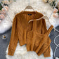 Short cardigan coat women's knitted top two piece suit  1576