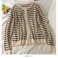Striped single breasted loose thin sweater  1914