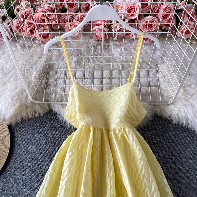 Super fairy open back fluffy skirt French retro suspender skirt  2956