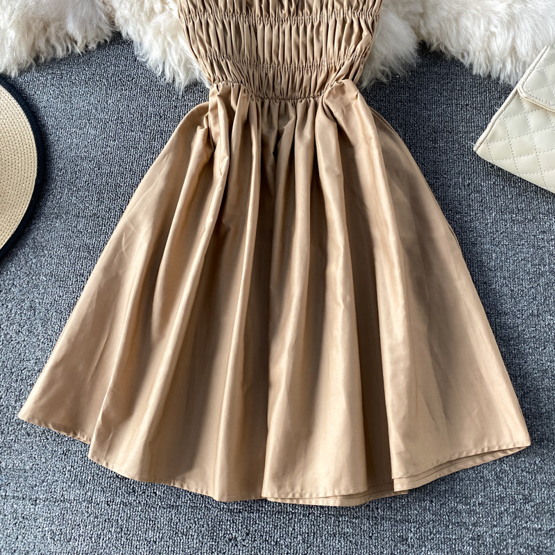 High waist off shoulder pleated strapless dress skirt  3043