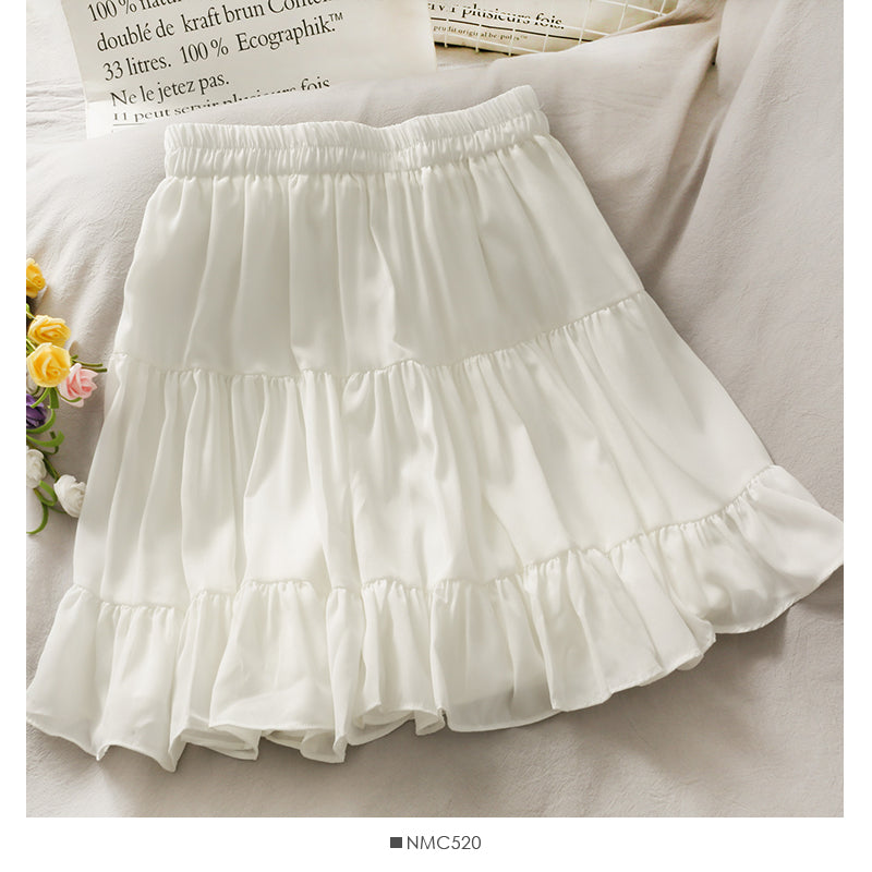 Sweet girl elastic waist slim pleated skirt  2481