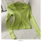 Personalized double zipper tight vertical stripe long sleeve knit  1777