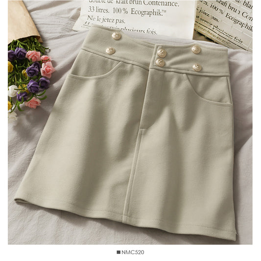 Korean design high waist thin A-line skirt  2673