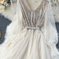 Cute v neck tulle sequins dress girl dress  1318
