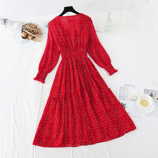 Robe vintage en mousseline de soie à taille fine 2303