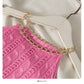 Chain decoration hanging neck one shoulder loose knit  1769