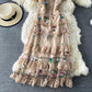 Mesh embroidery flower lace cake skirt dress  3178