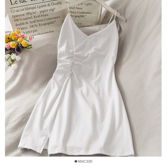 Hong Kong style high waist retro solid small black skirt  2691