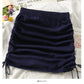 French niche design drawstring pleated High Waist Hip Wrap Skirt  2478