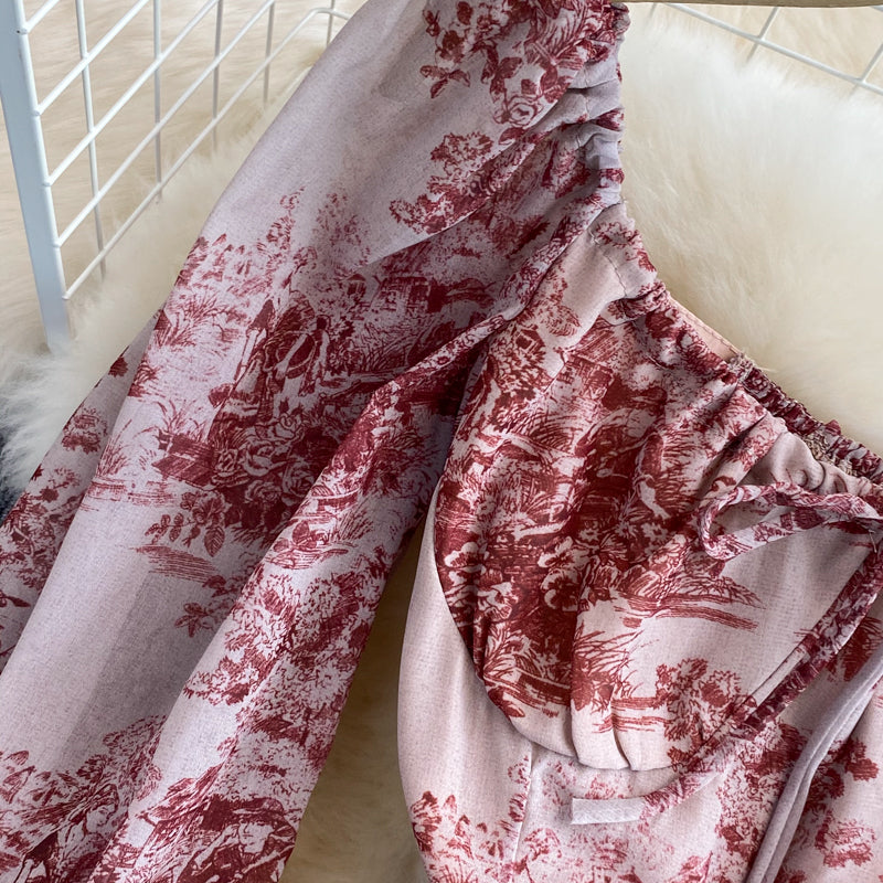 Robe à encolure carrée avec peinture à l'encre rétro 3000