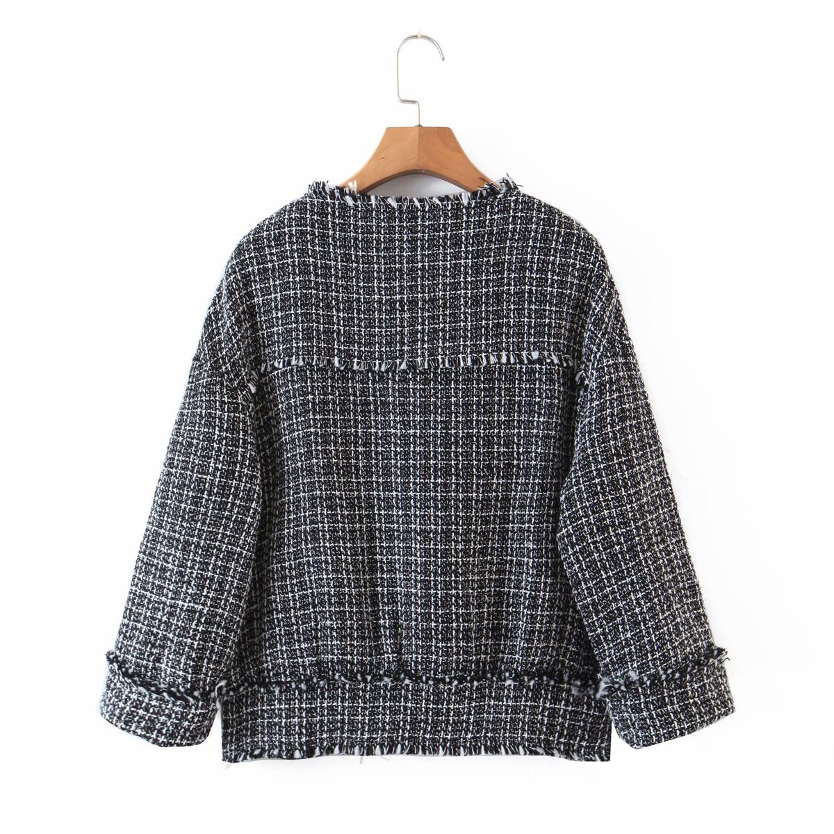 autumn woollen sweater for women with short, fringed cardigan  1386