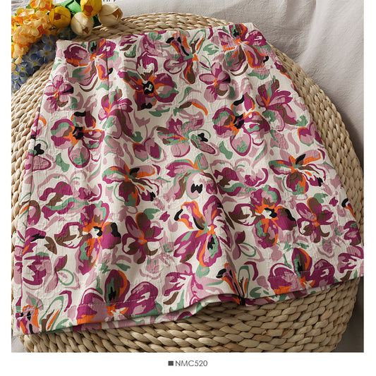 Hong Kong Vintage printed high waist slim short Hip Wrap Skirt for women  2619