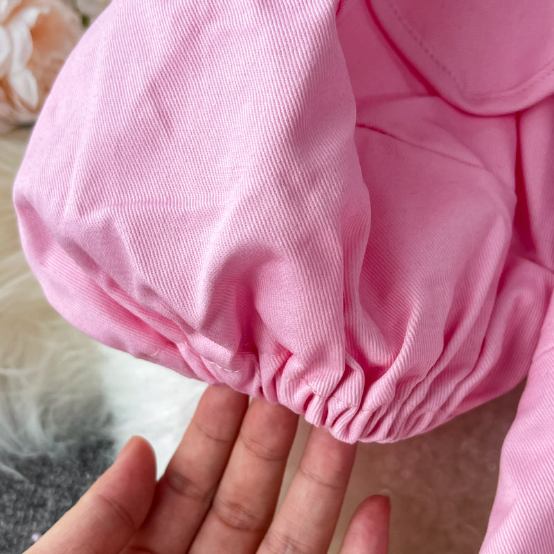 Ruffle bubble sleeve stem orange first love skirt Mori short skirt  3343