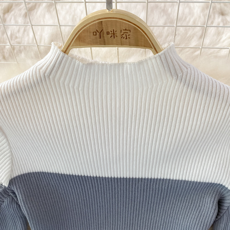 Französisches Vintage-Strickkleid mit Stehkragen 3358