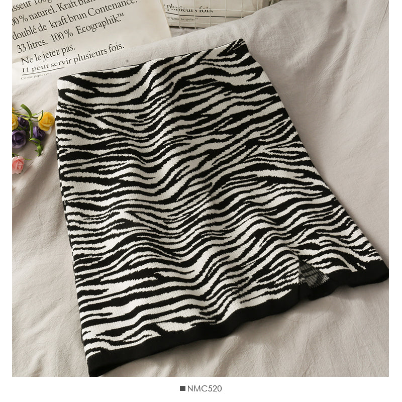 Korean retro zebra short slim wrap hip skirt  2661