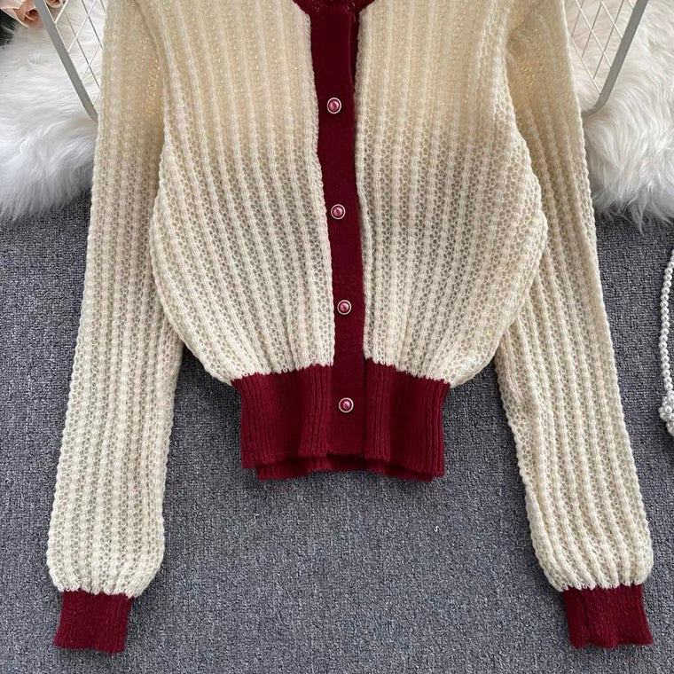 Vintage fauler Pullover, einreihig, lockere, vielseitige Strickjacke mit langen Ärmeln 1387