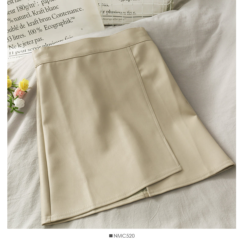 Irregular solid color versatile High Waist Hip Wrap Skirt  2536