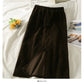 Vintage velvet high waist medium length skirt for women  2559