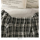 Short open navel bubble long sleeve top Plaid high waist skirt  2518