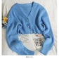 Sweater women's autumn clothes small versatile V-neck  1799
