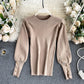 Top women's bubble sleeve inside and outside wool sweater  1574