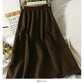 Simple and versatile elastic waist thin stitched skirt for women  2530