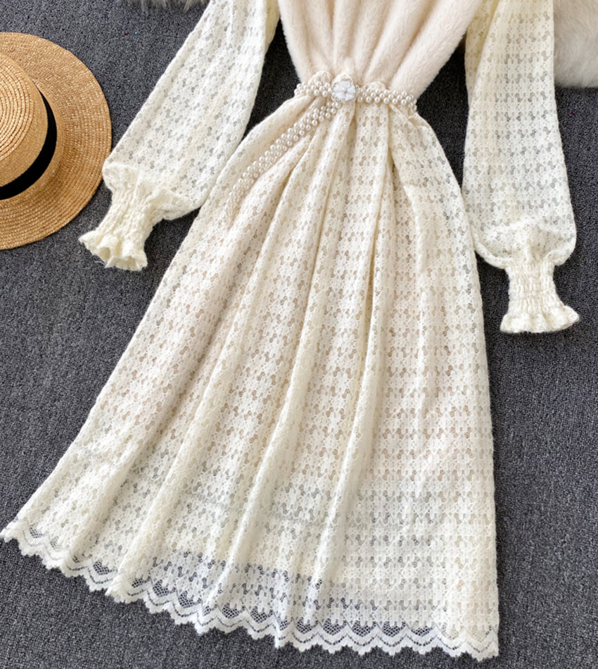 A line lace long sleeve dress fashion dress  1312