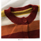 Elegant contrast color stitching stripe loose thin cardigan sweater  1980