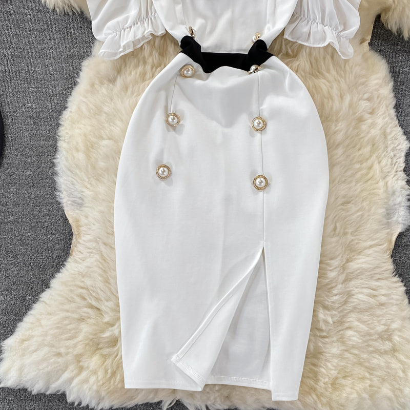 Robe croisée à épaules dénudées, fendue sur les hanches, robe portefeuille 2984