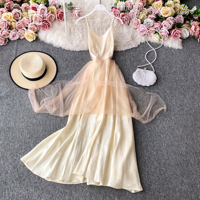 Sexy V-neck open back waist slim suspender dress sleeveless  3406