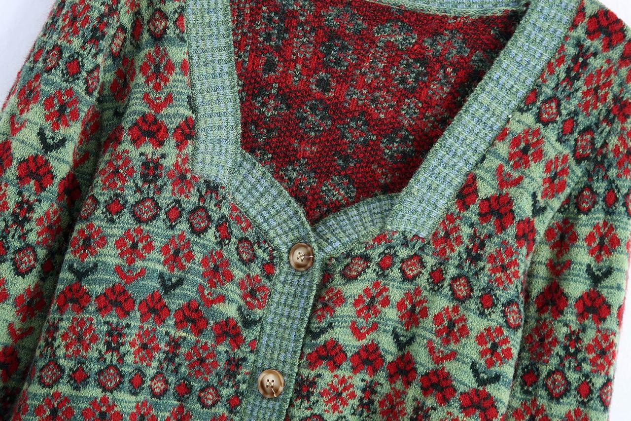 Retro Gericht Stil Jacquard Quadrat Kragen Design Sinn Strickjacke Frauen dünner kurzer Pullover Mantel,BILLIGE VERKÄUFE! 1469 