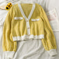 V-Neck long sleeved cardigan versatile sweater coat fashion  1736