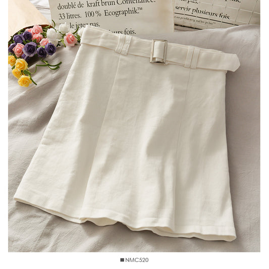 Retro leisure high waist bandage slim A-line skirt  2634