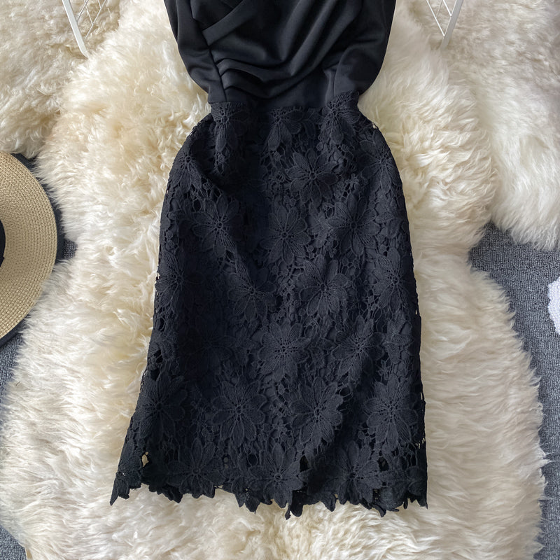 Spitzengenähte, plissierte Taille für dünnen, temperamentvollen Hüftwickelrock 3408