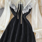 Design sense aging sweet medium and long lace dress  3015
