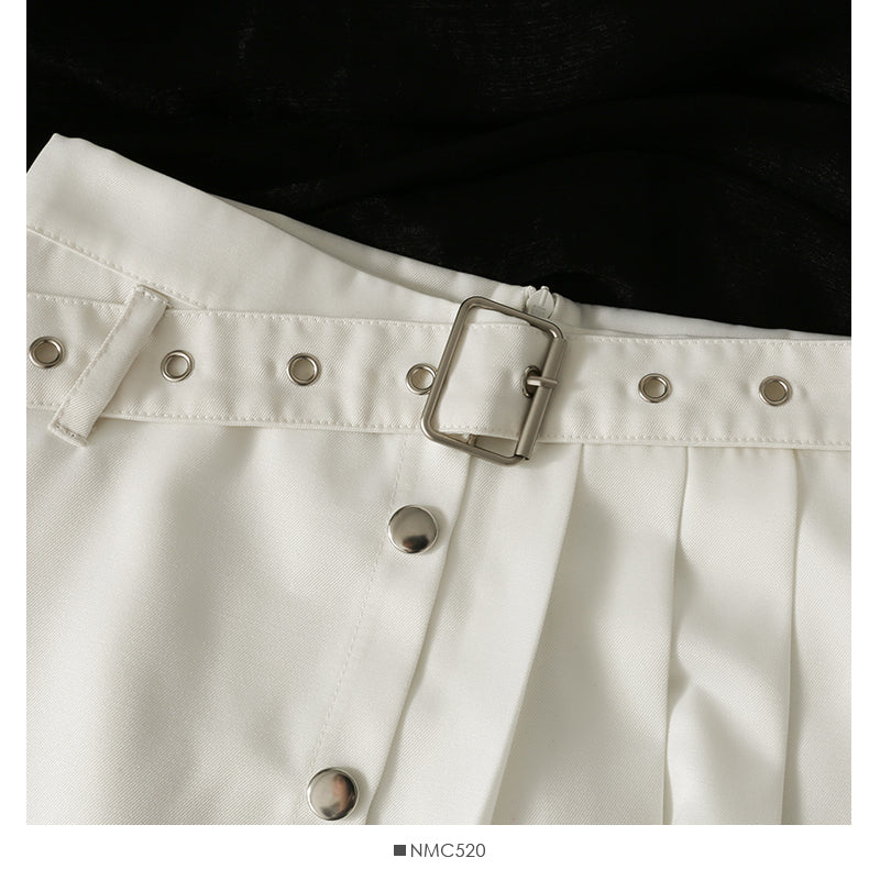 Korean irregular bandage, high waist, thin, foreign style, pleated skirt, female  2524