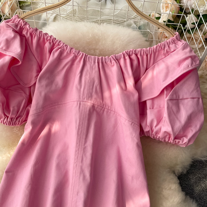 Ruffle bubble sleeve stem orange first love skirt Mori short skirt  3343