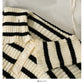 Langärmliger Pullover mit koreanischem Streifen und schmalem Revers für Frauen 2065