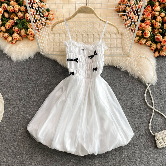 Jupe courte bouffante à taille élastique et coupe slim avec nœud papillon 3062